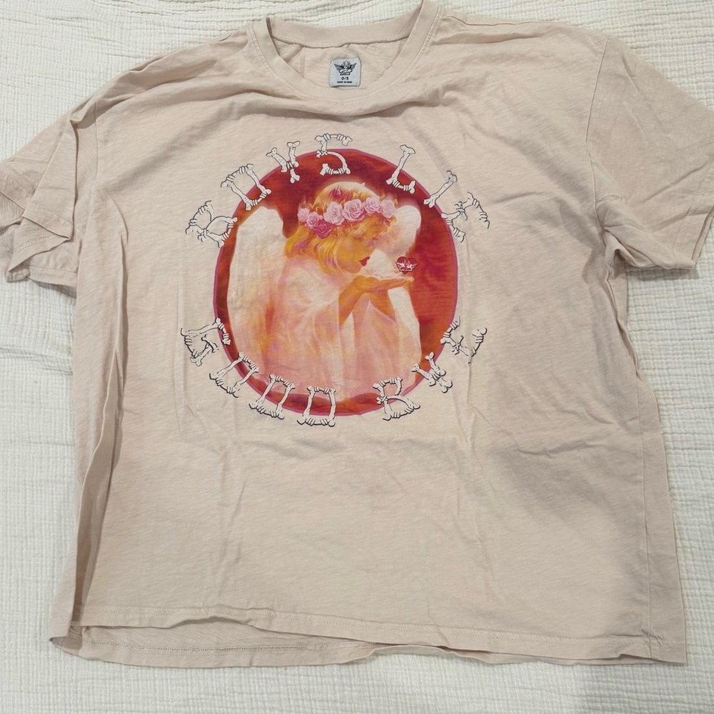 Boys Lie Cream Graphic Tee with Pink Floral Art